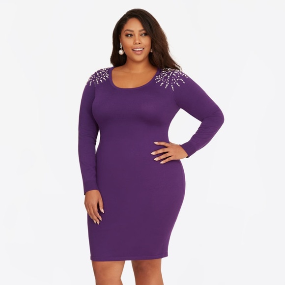 Ashley Stewart Dresses & Skirts - Ashley Stewart Purple Sweater Dress Size 14/16